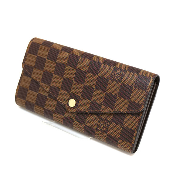 Louis Vuitton Ebene Sarah Wallet Brown Portefeuille Canvas Damier - Picture 1 of 6